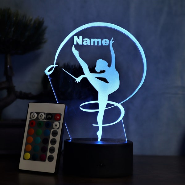 Personalisierte LED Tischlampe mit Turnerin Motiv Geschenkidee Turnerin Tänzerin für Frauen und Mädchen