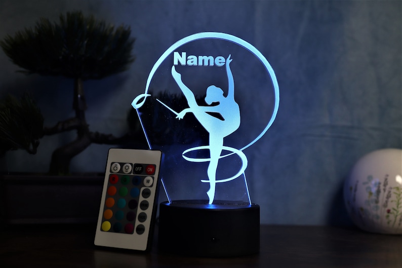 Personalized LED table lamp with gymnast motif The perfect gift for gymnast and dancer image 1