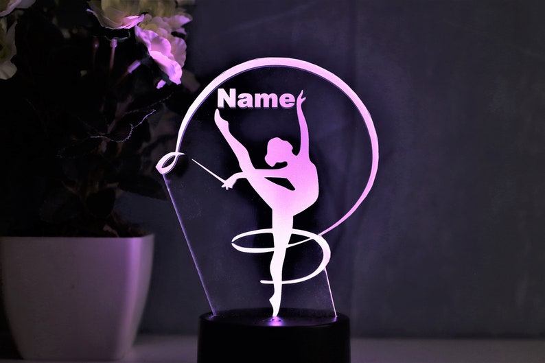 Personalized LED table lamp with gymnast motif The perfect gift for gymnast and dancer image 2