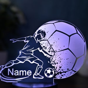 Personalized Soccer Lamp Unique Bedroom Night Light and Home Decor Gift for Kids and Soccer Fans image 3