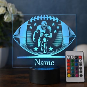 Lampada da calcio a LED personalizzata: regalo di football americano, luce notturna, decorazione, compleanno di calcio