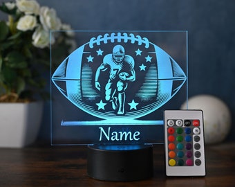 Personalisierte LED Football Lampe – American Football Geschenk, Nachtlicht, Deko, Football Geburtstag