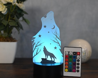 Lampada 3D Mandala Lupo, Luce Notturna Tattile Con Illusione 3D LED, Regalo Originale Personalizzabile (Formato A5/A4) - 4