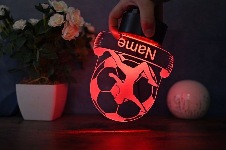 Personalized Soccer Lamp Unique Bedroom Night Light and Home Decor Gift for Kids and Soccer Fans image 7