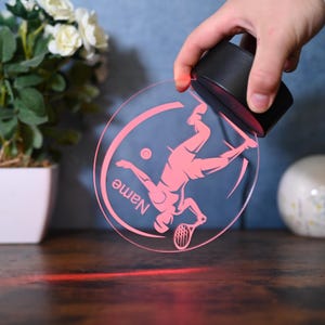 Personalized tennis gift idea, living room, bedroom, kids room decoration as table lamp and night light image 2
