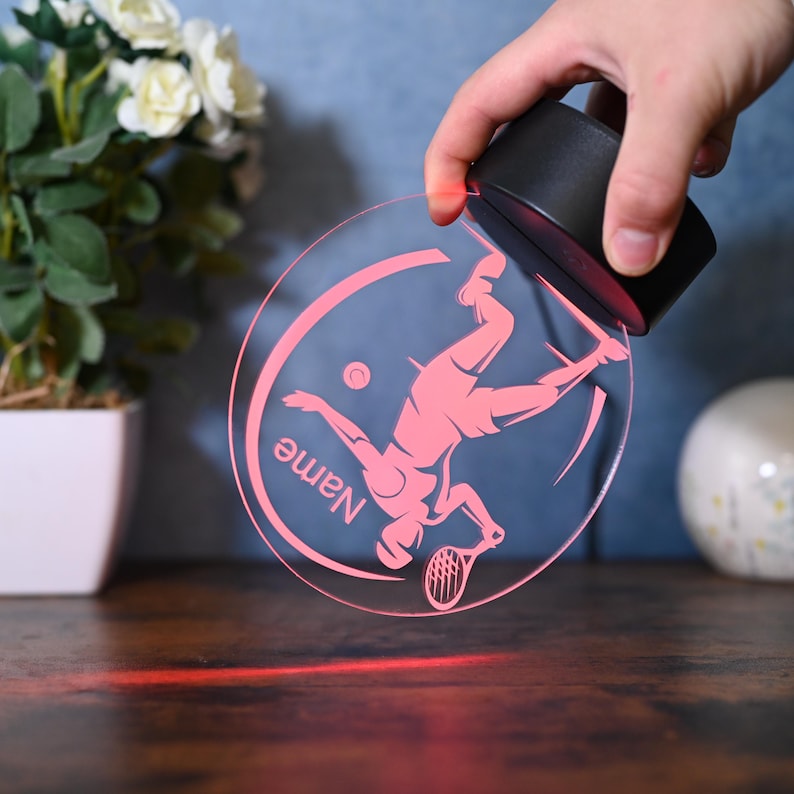 Personalized tennis gift idea, living room, bedroom, kids room decoration as table lamp and night light image 2