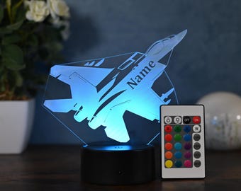Personalized LED fighter jet lamp - gift for fighter jet pilots, fighter plane pilots and jet enthusiasts in general