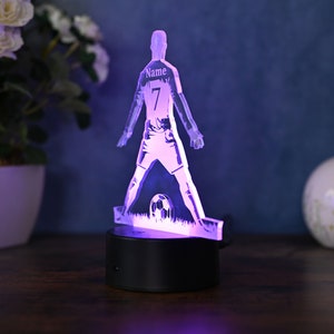 Personalized soccer lamp gift idea for soccer players kids and adults lamp as night light, table lamp, home decoration image 5