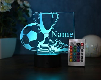 Personalized Soccer Lamp - Unique Bedroom Night Light and Home Decor Gift for Kids and Soccer Fans