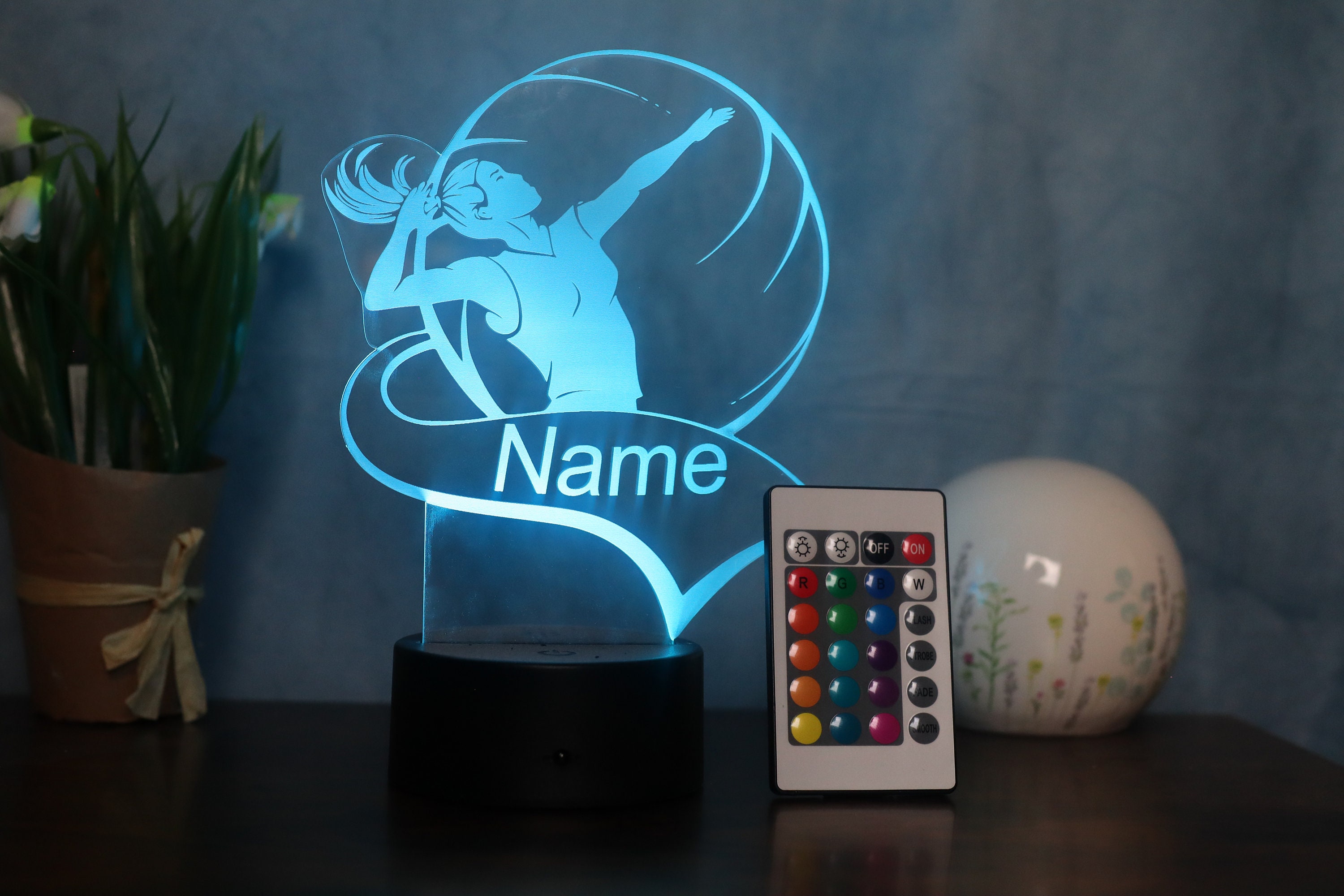 Personalised volleyball LED table lamp, gift idea for volleyball player, decoration for home