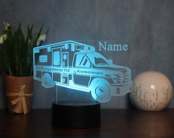 Personalisierte LED-Tischlampe Krankenwagen-Design Geschenk für Krankenschwestern und Sanitäter Rettungswagen Dekoration