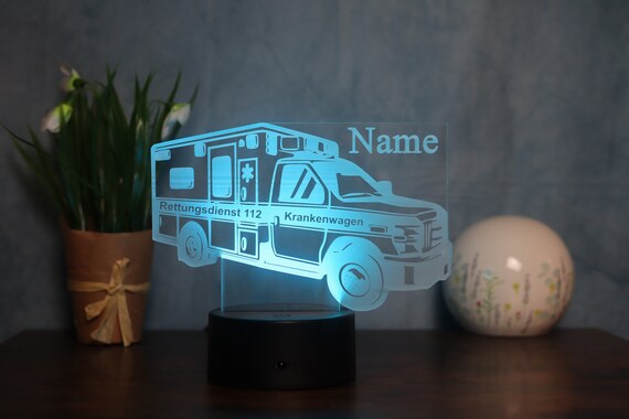 Personalized LED Table Lamp Ambulance Design Gift for Nurses and Paramedics  Ambulance Decoration. 