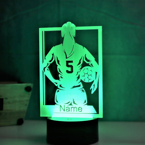 Personalisierbare für Fußballmädchen und Spielerfrauen LED-Tischlampe: Perfekte Deko für Fußballerin