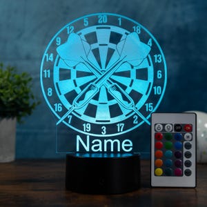 Gepersonaliseerde LED-tafellamp – dartdesign met gewenste naam