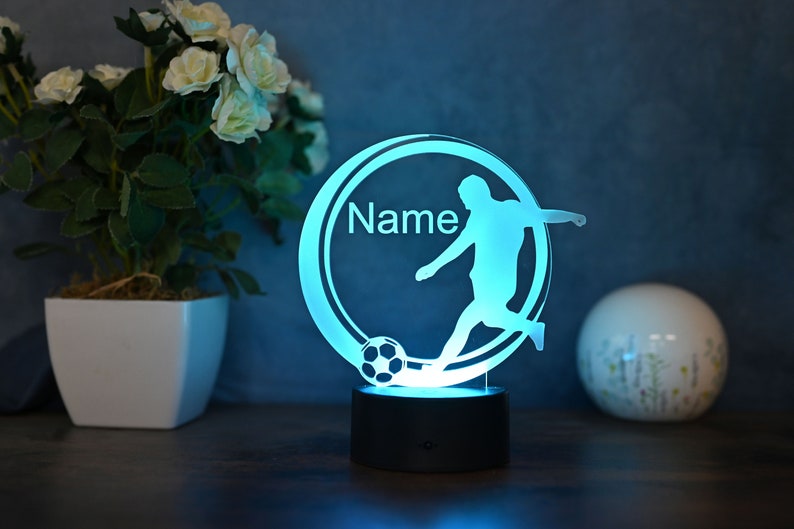 Personalized Soccer Lamp Unique Bedroom Night Light and Home Decor Gift for Kids and Soccer Fans image 2