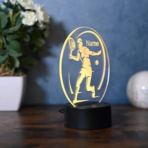 Personalized tennis gift idea, living room, bedroom, kids room decoration as table lamp and night light image 9