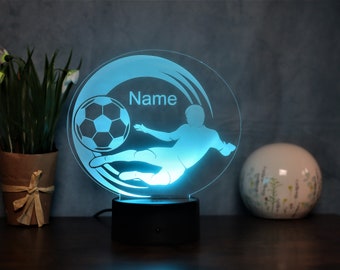 Personalized Soccer Lamp - Unique Bedroom Night Light and Home Decor Gift for Kids and Soccer Fans