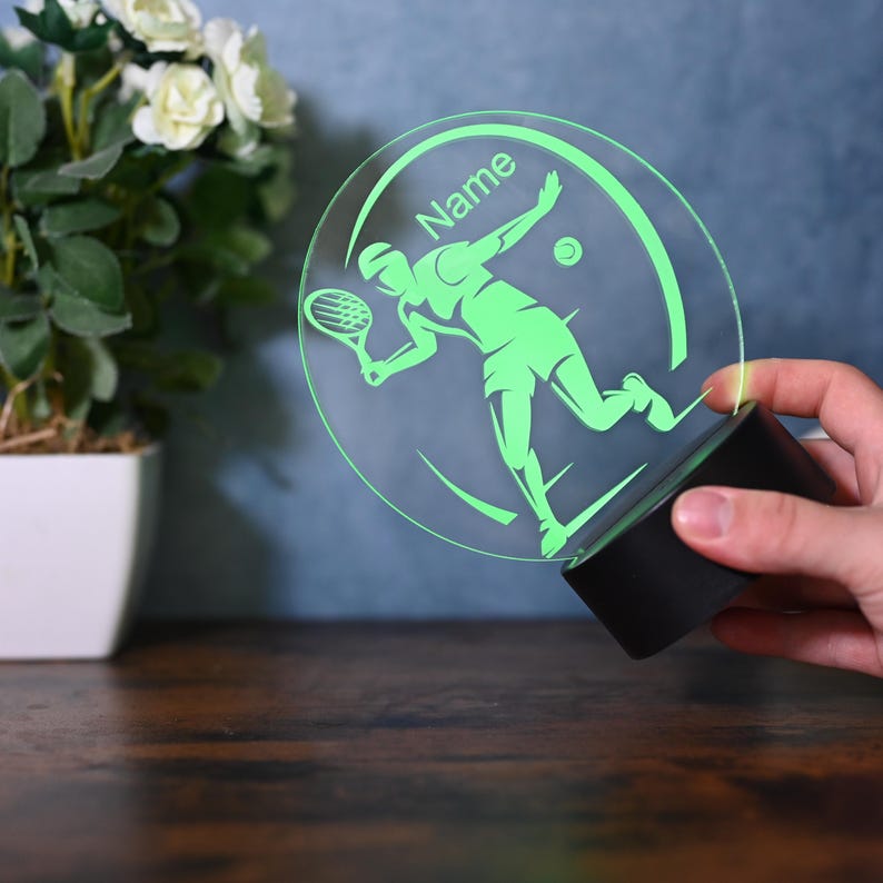 Personalized tennis gift idea, living room, bedroom, kids room decoration as table lamp and night light image 3