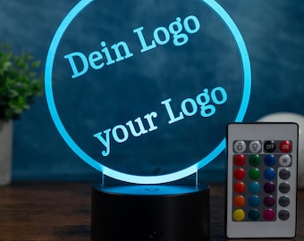 Gepersonaliseerde LED-lamp met uw eigen logo – Individuele tafellamp als relatiegeschenk of decoratie met uw gewenste licht.