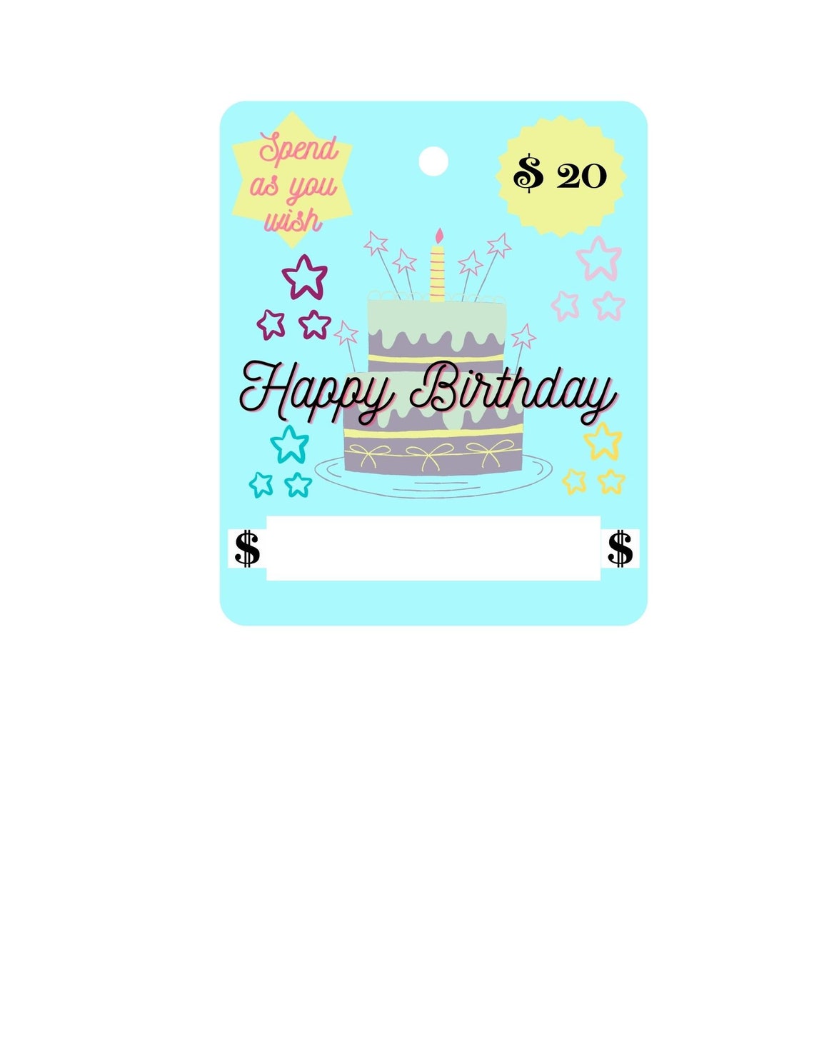 Printable Birthday Money Card Print to Cut PGN File Gift - Etsy