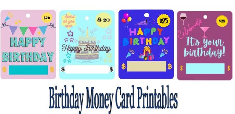 Printable Birthday Money Card Print to Cut PGN File Gift - Etsy