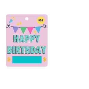 Printable Birthday Money Card Print to Cut PGN File Gift - Etsy