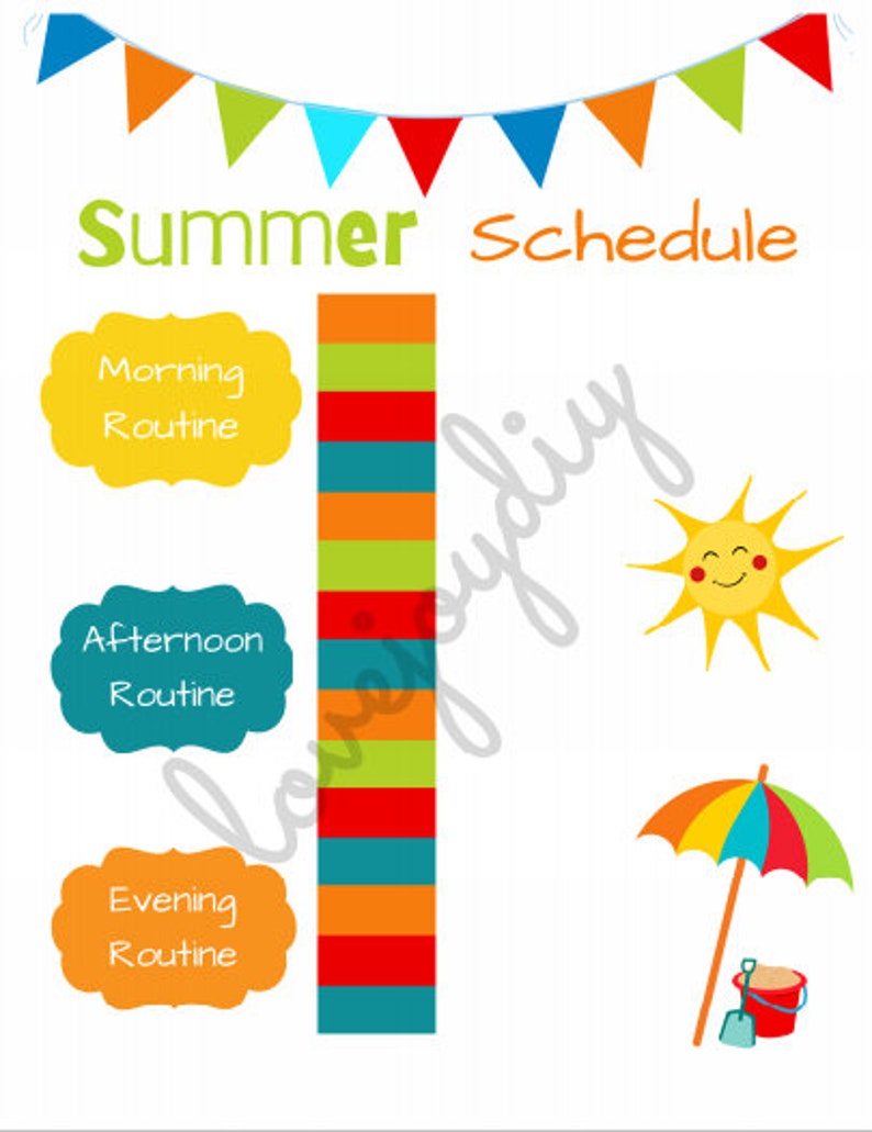 Summer Assignment Chart Kids Summer Chore Chart, Summer Chore List, Summer Schedule, Summer ...