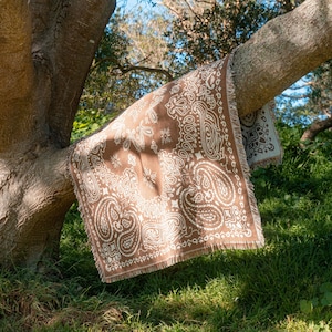 Freelufts Brown Paisley 60"x80" Woven Blanket - Use it as a Picnic Blanket, Throw Blanket, or Wall Tapestry