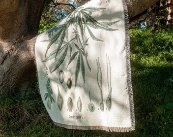 Freelufts Cannabis Sativa 60"x80" Woven Blanket - Use it as a Picnic Blanket, Throw Blanket, or Wall Tapestry