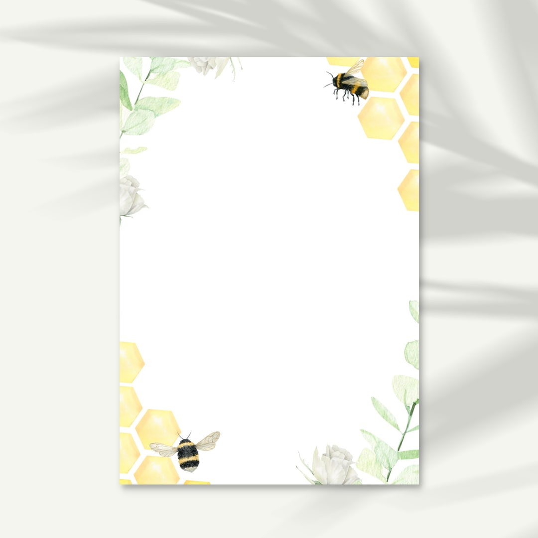 Beeday Blank Template Bee Birthday Invitation White Flower Etsy