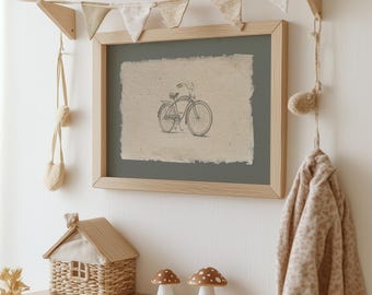 impression de chambre d'enfant vélo vintage - téléchargement numérique | Art mural vélo rétro | Décoration de chambre de garçon imprimable | Illustration de cyclisme antique