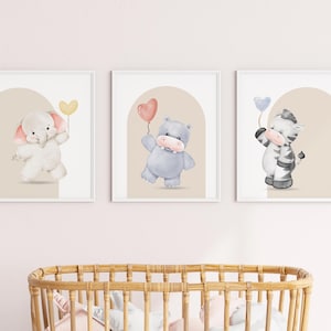 Cute Jungle Animal Nursery Prints, Safari Animals Prints, Safari Nursery Decor, baby jungle animals, Nursery Wall decor, digital wall art