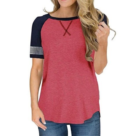 Ygoner Womens Short Sleeve T-Shirt Seagull Birds Pattern Womens Personalized Baseball Raglan Short Sleeves T Shirt 