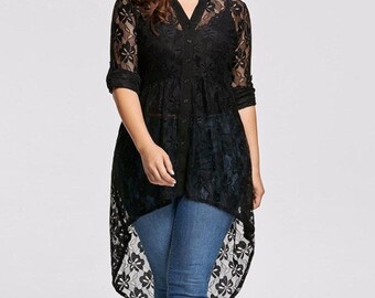 plus size black lace