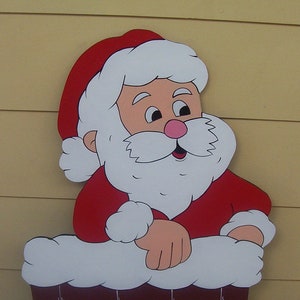 Santa in Chimney Christmas Wooden Cutouts, Lawn Art, Hand Painted, Hand Crafted, Exterior Art, Garden Cutouts, Christmas decorations