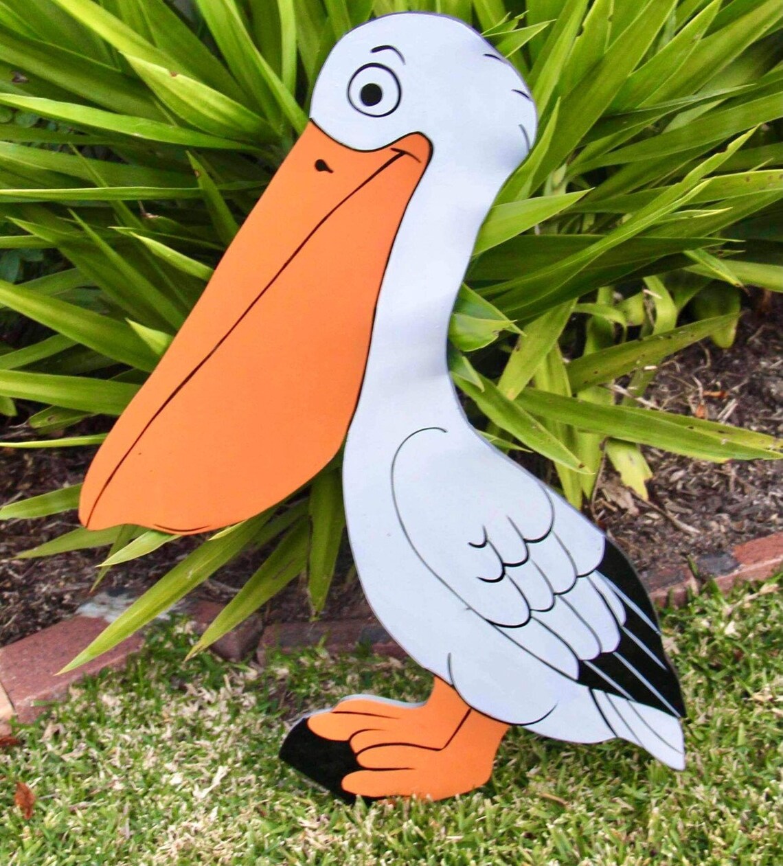 Pelican Hand Painted Outdoor Decorations Garden Cutouts Yard Etsy