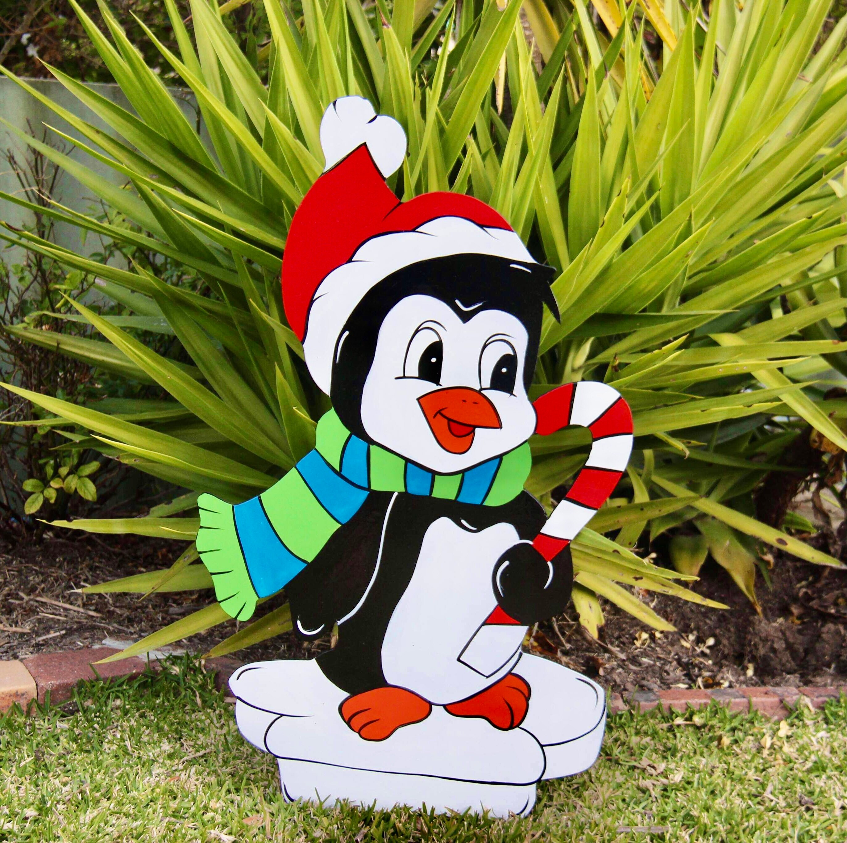 Penguin Christmas Yard Decorations, Handmade Cutouts, Snow Bears Decor