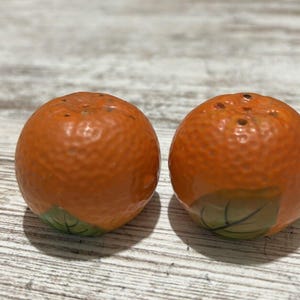 Vintage Salt And Pepper Shaker Oranges With Stem Made In Japan, Stocking Stuffer, Christmas Orange