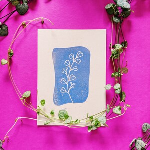 Linocut Print Flower Botanical Floral Postcard Set image 4