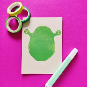 Cartolina di Shrek con stampa su linoleografia