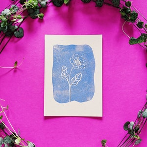 Linocut Print Flower Botanical Floral Postcard Set image 3