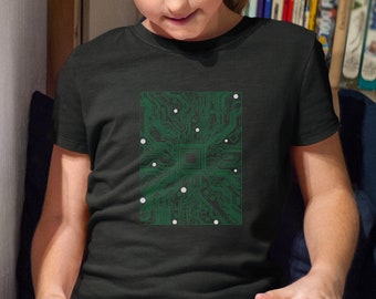 Kids Computer T-shirt | Circuit Board Tee | Cool Geek Nerd Gift | STEM | Motherboard Graphic Tee | Circuit Board | Heart of the Nerd | YOUTH