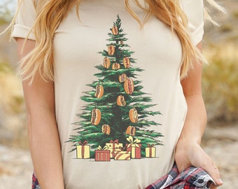 Hot Dog Christmas Tree T-Shirt, Hot Dog Lover Graphic Tshirt, Funny Food Tee Shirts For Men Women, Xmas Tree Hot Dog Eating Contest Shirt
