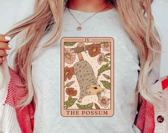 Possum Tarot Card Shirt, Opossum, Possum T-Shirt, Dark Cottagecore, Opossum Gift, Weird Gift, Trash Core, Trashcore, Tarot Cards, Tarot Deck