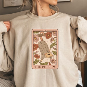 Possum Tarot Card Sweatshirt, Opossum, Opossum Shirt, Possum Shirt, Possum Gift, Weird Gift Trash Core, Cottagecore, Tarot Cards, Tarot Deck