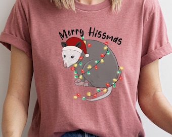 Possum Christmas T-Shirt, Cute Animal Holiday Christmas Lights, Shirt Awesome Opossum Twinkly Xmas, Funny Possum Collector Christmas Gift