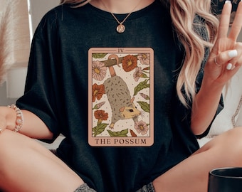 Possum Tarot Card Shirt, Opossum, Possum T-Shirt, Dark Cottagecore, Opossum Gift, Weird Gift, Trash Core, Trashcore, Tarot Cards, Tarot Deck
