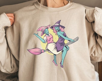 Witchcraft Sweatshirt, Witch Broom Full Moon, Wicca Sweatshirt, Halloween Gift, Witch Shirt, Witchcore, Pagan Clothing, Witchy Aesthetic