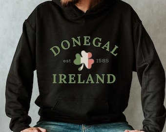 Donegal Sweatshirt, Donegal Ireland Hoodie, St Patricks, Ireland Flag Clover, Ireland Sweater, Ireland Lover, Irish Plus Sizes 3XL 4XL 5XL