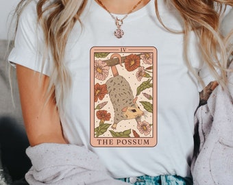 Possum Tarot Card Shirt, Opossum, Possum T-Shirt, Dark Cottagecore, Opossum Gift, Weird Gift, Trash Core, Trashcore, Tarot Cards, Tarot Deck